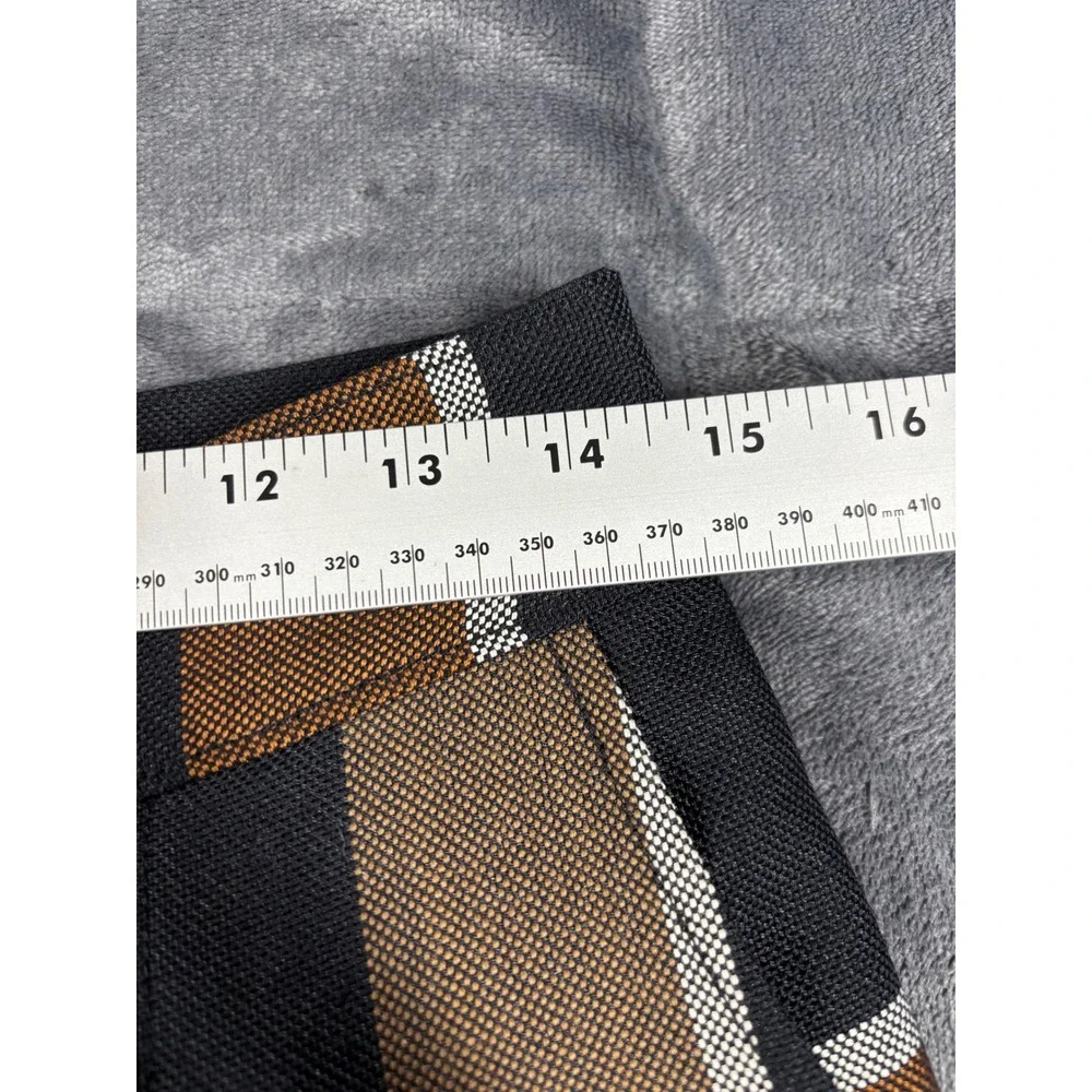 STAUD Brown Black Plaid Wide Leg Wool Blend Pleated High Rise Trousers Pants - Picture 5 of 15